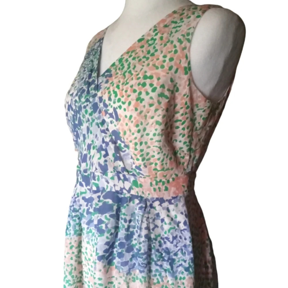 Boden Abstract Animal Print Floral Fit & Flare Silk Dress Midi Length Size 4P - Picture 3 of 8